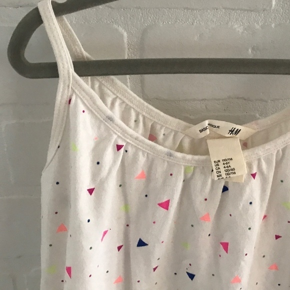 H & M Girl’s Tank top White Neon Graphic Size 4-6 - Picture 2 of 5